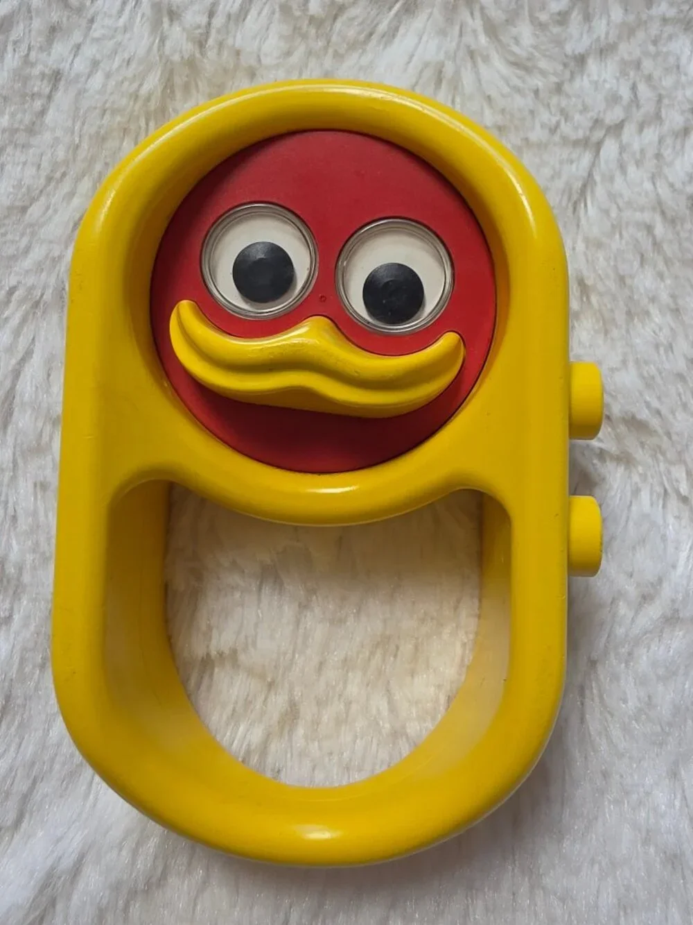 Vintage LEGO Duplo Duck Baby Rattle Teether Yellow Red Googly Eyes 1983 Toy 2037